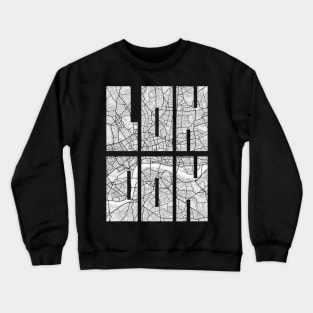 London, England, UK City Map Typography - Light Crewneck Sweatshirt